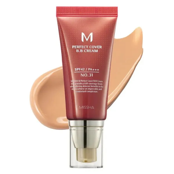 MISSHA - Perfect Cover BB Cream 31 ميشا - كريم BB بيرفكت كوفر SPF42 PA+++ رقم 31 بيج ذهبي